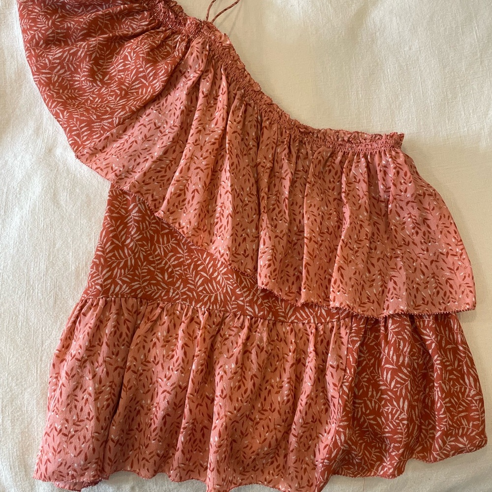 Joie Terracotta Leaf Print Top